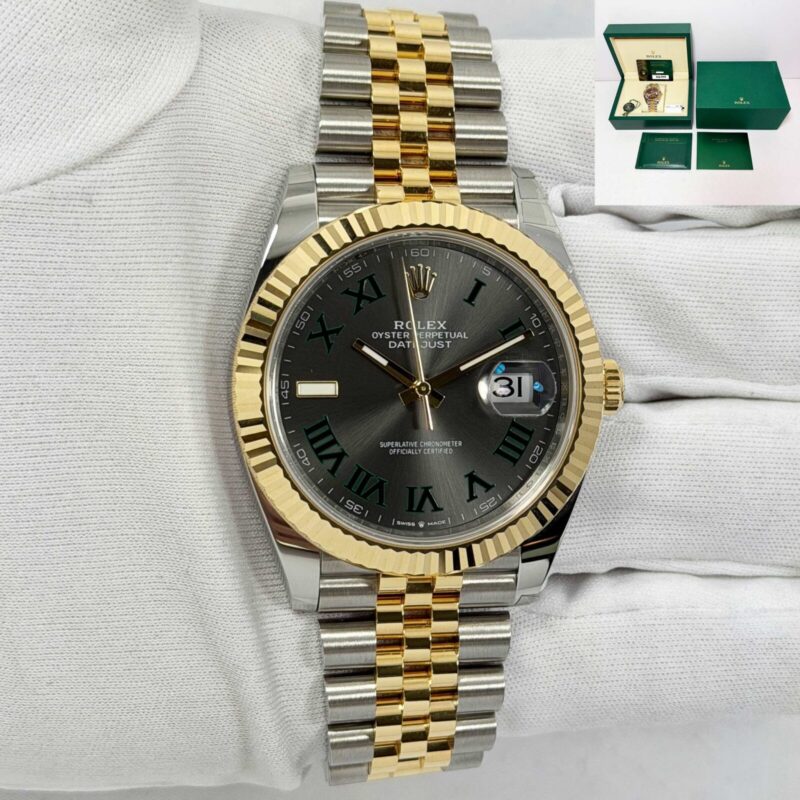 New 2025 Rolex Datejust Wimbledon 126333 41MM Grey Two-Tone Yg Box Papers