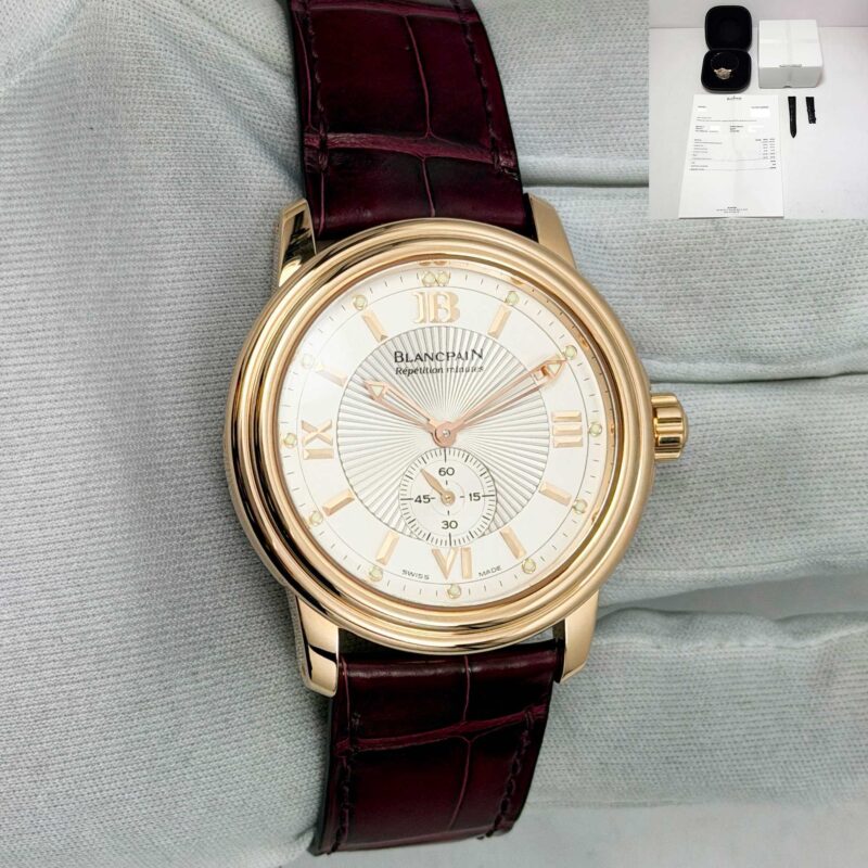 Blancpain Leman Minute Repeater 2135 38MM White 18K Rose Gold Box Service Papers