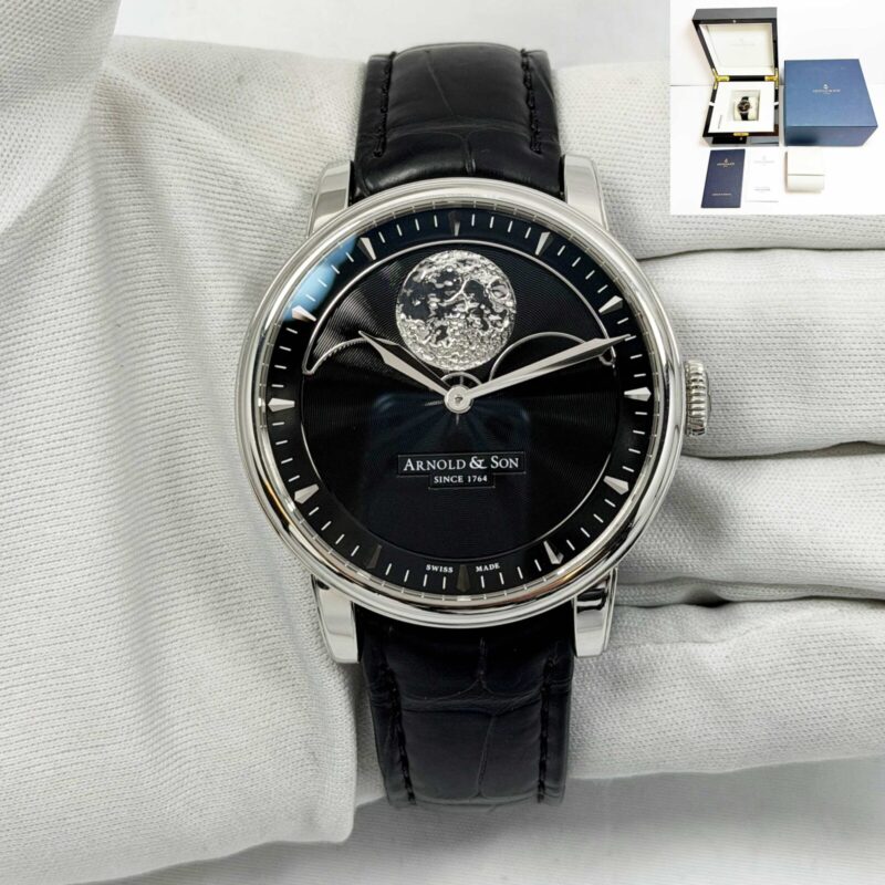 Arnold & Son Hm Perpetual Moon 1GLAS.B01A.C122S 42MM Black Dial Steel Box Papers