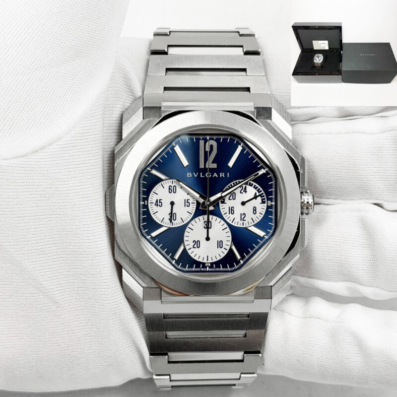 2022 Bulgari Octo Finissimo Chrono 103467 43MM Blue Stainless Steel Box Papers