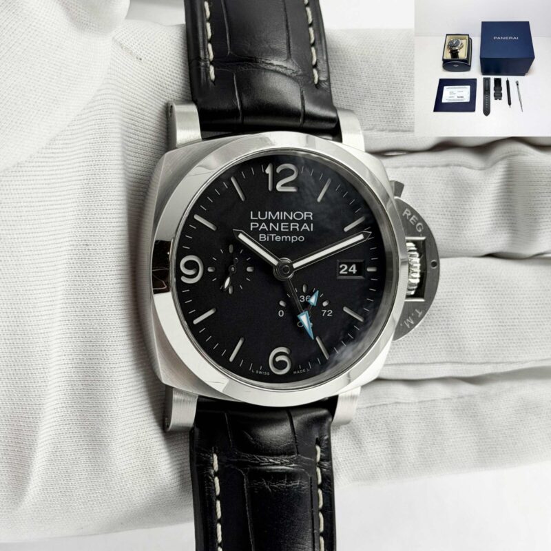 2024 Panerai Luminor Bitempo GMT PAM01360 44MM Black Stainless Steel B/p