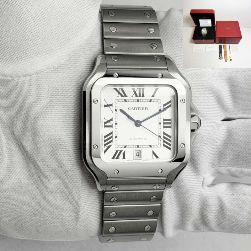 2024 Cartier Santos De Cartier Large WSSA0018 39MM Silver Dial Stainless Steel B/p