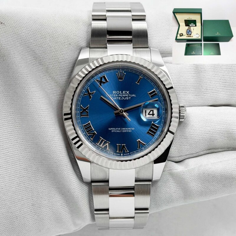 2025 Unpolished Rolex Datejust 126334 41MM Blue Roman Dial Steel Box Paper