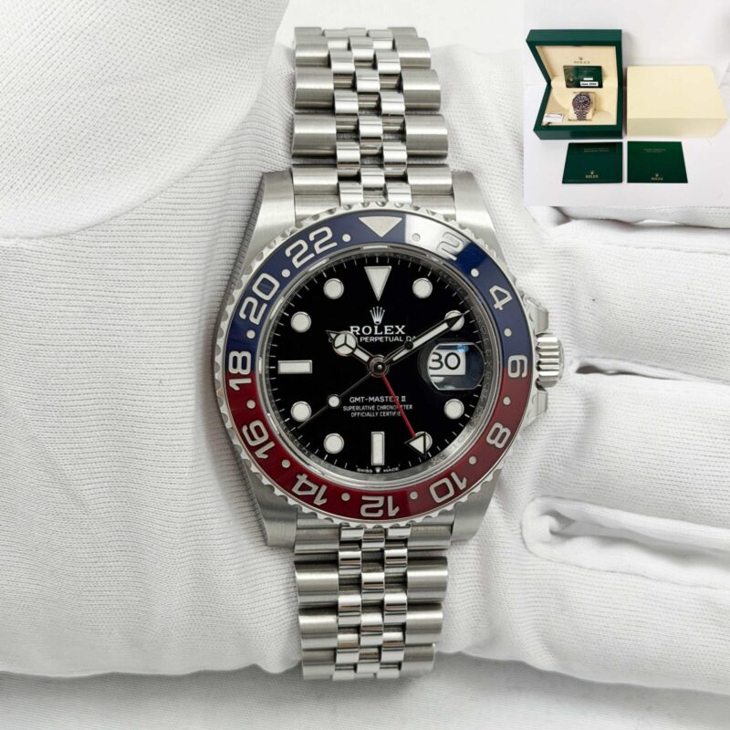 2022 Rolex GMT-Master II Pepsi 126710BLRO Black Stainless Steel Box Papers