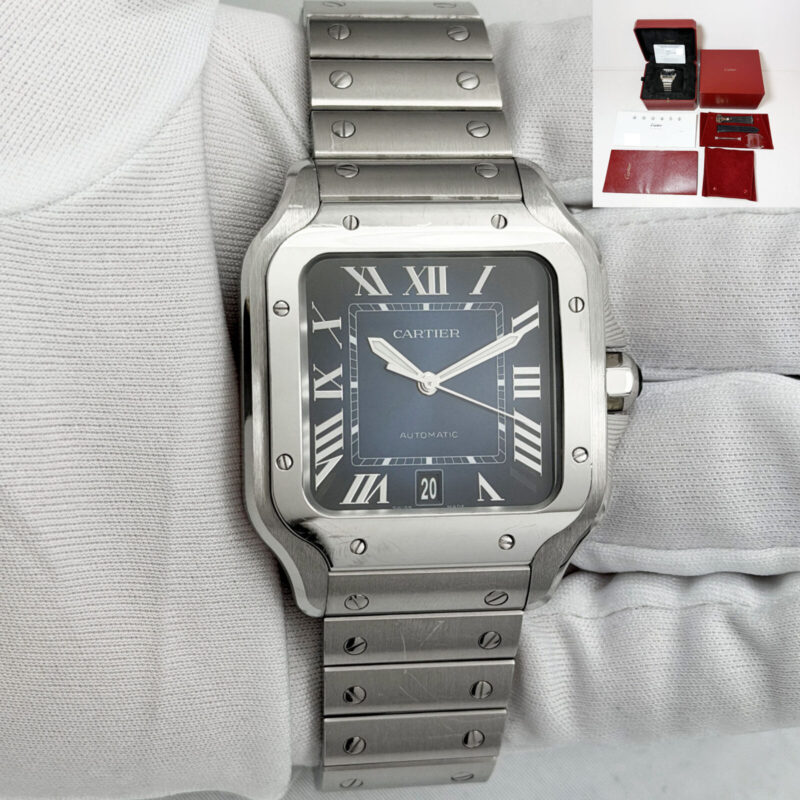 2026 Cartier Santos De Cartier WSSA0071 39MM Blue Stainless Steel Box Papers