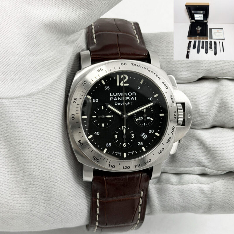 Panerai Luminor Chrono Daylight PAM00250 44MM Black Stainless Steel Box Paper