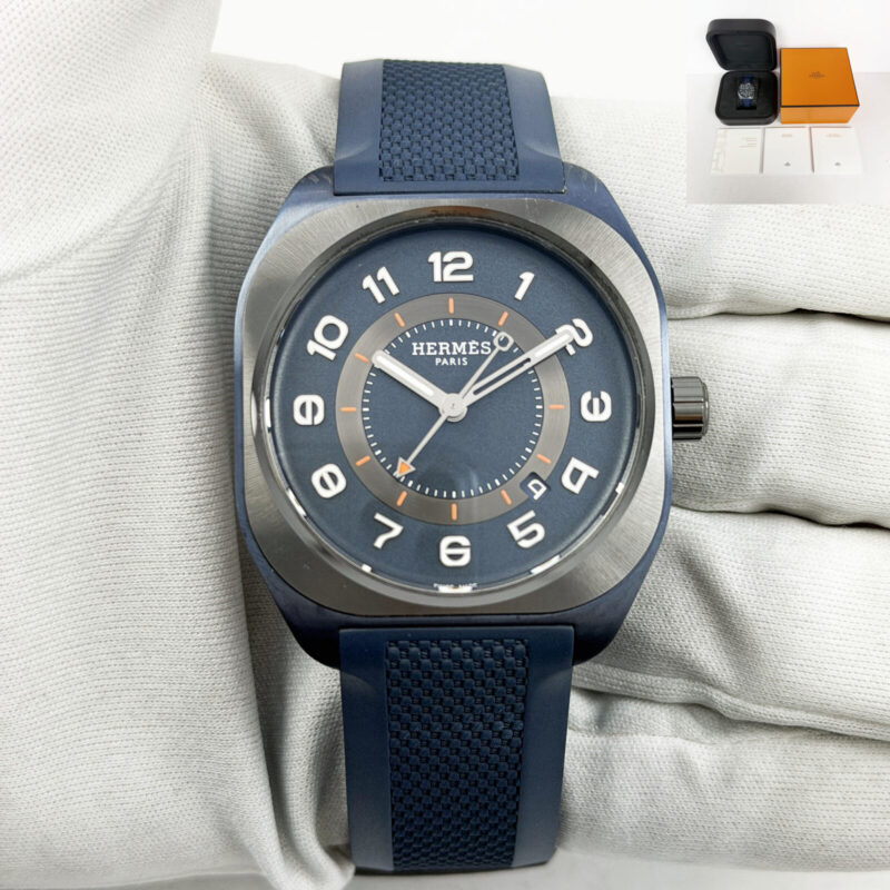 2025 Hermes H08 SP1.744 39MM Blue Pvd Dial Titanium Dlc Box Papers