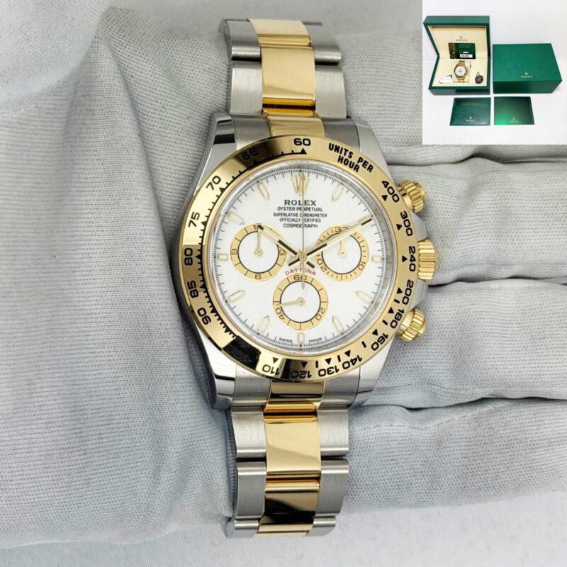 Like New 2026 Rolex Daytona 126503 40MM White Two-Tone Yellow Gold Box Papers