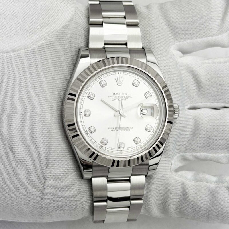 2010 Rolex Datejust II 116334 41MM Silver Diamond Dial Steel G-Serial