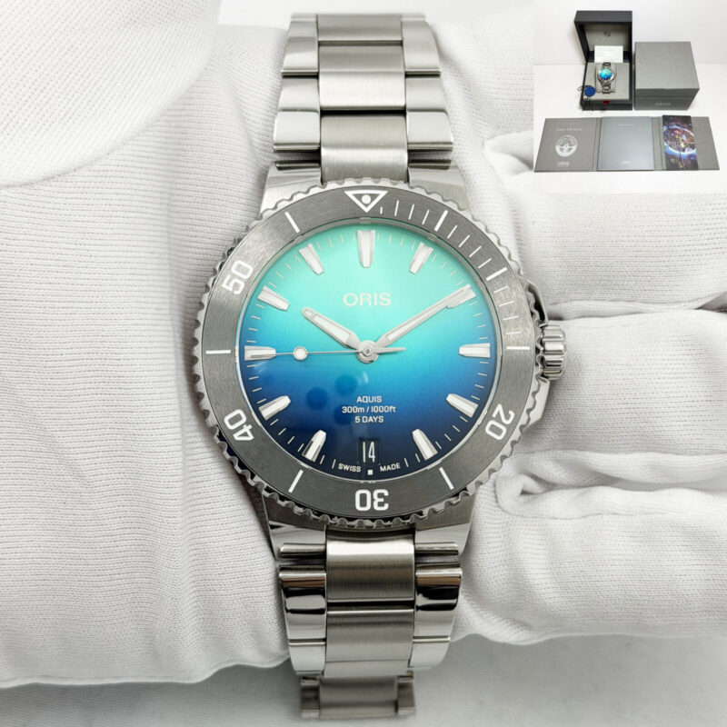 Oris Great Barrier Reef 01 400 7790 4185 43.5MM Blue Stainless Steel Box Paper