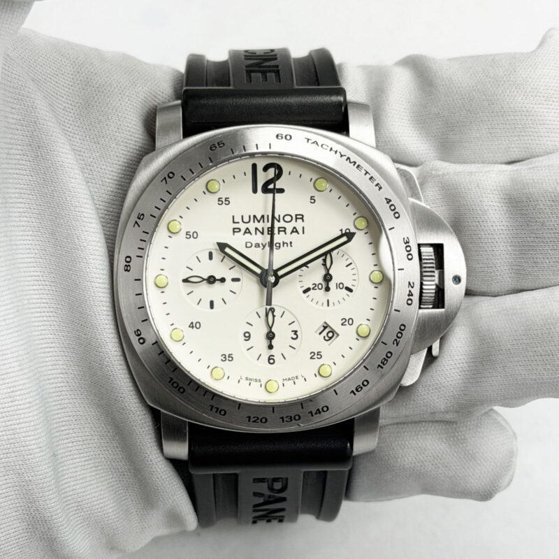 Panerai Luminor Chronograph Daylight PAM00251 44MM White Dial Steel