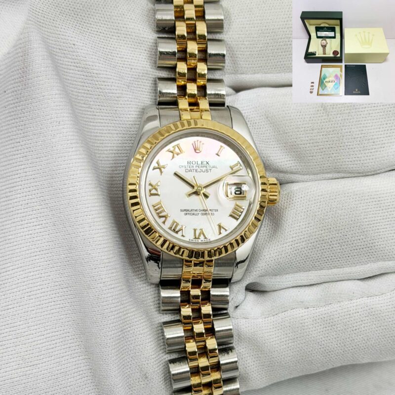 2007 Rolex Lady-Datejust 179173 26MM Mop Two-Tone Yellow Gold Box Papers