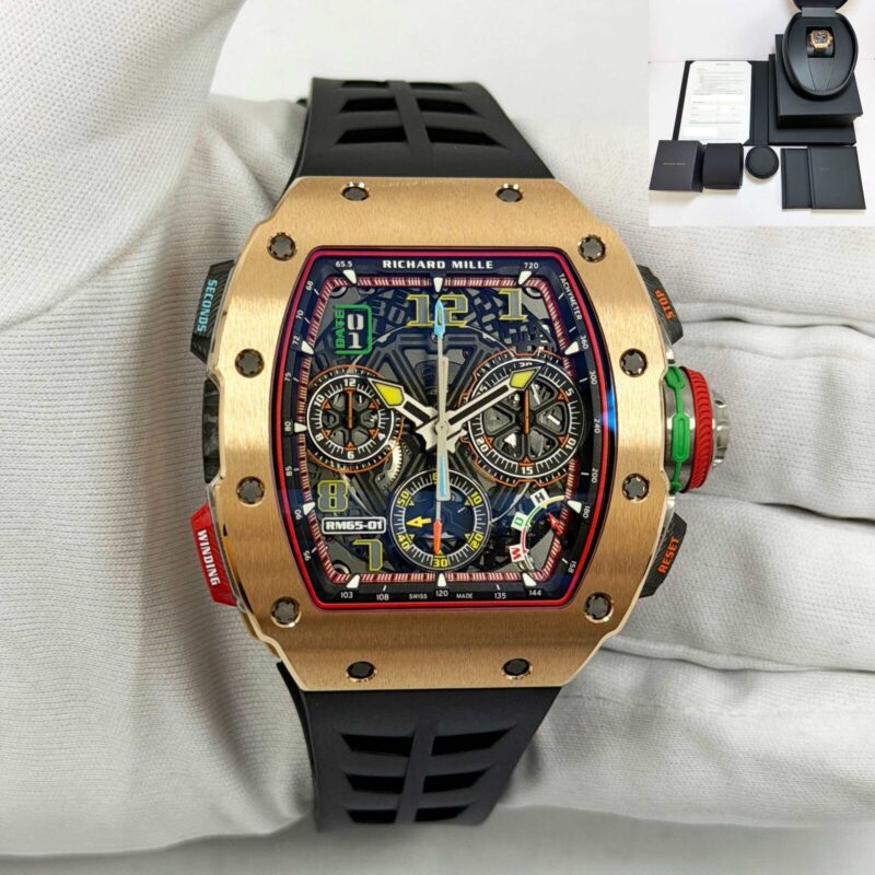 Richard Mille Split Second Chronograph RM65 44MM Skeleton Dial Rose Gold B/p