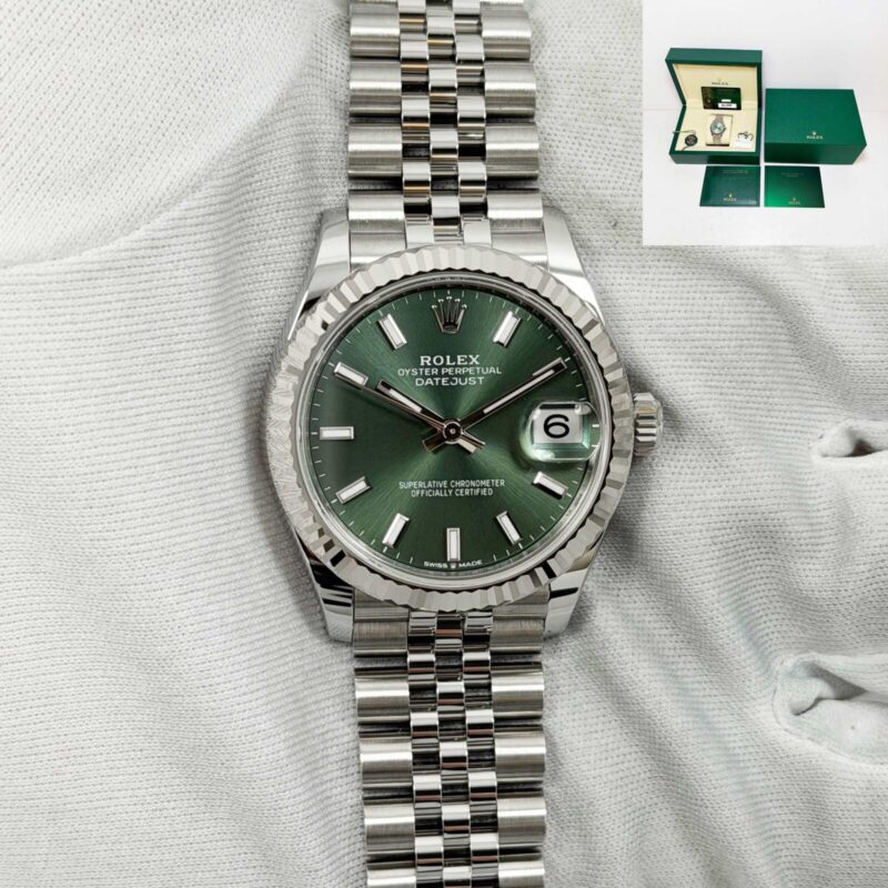 New 2025 Rolex Datejust 278274 31MM Mint Green Jubilee Fluted Steel Box Papers