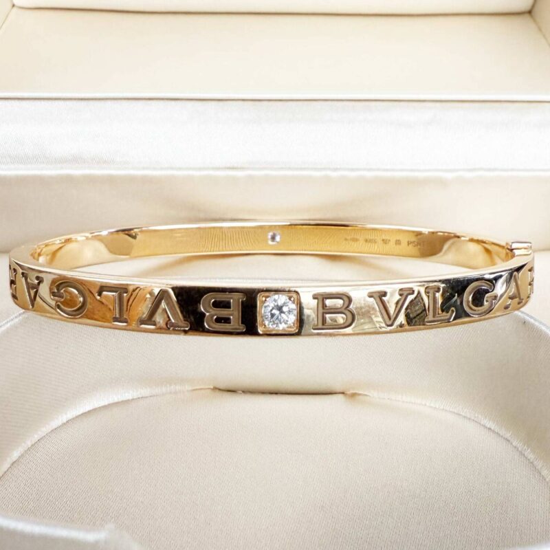 Bulgari B.ZERO1 Essential Diamond Bracelet Rose Gold 2 Diamonds 349177 Size M