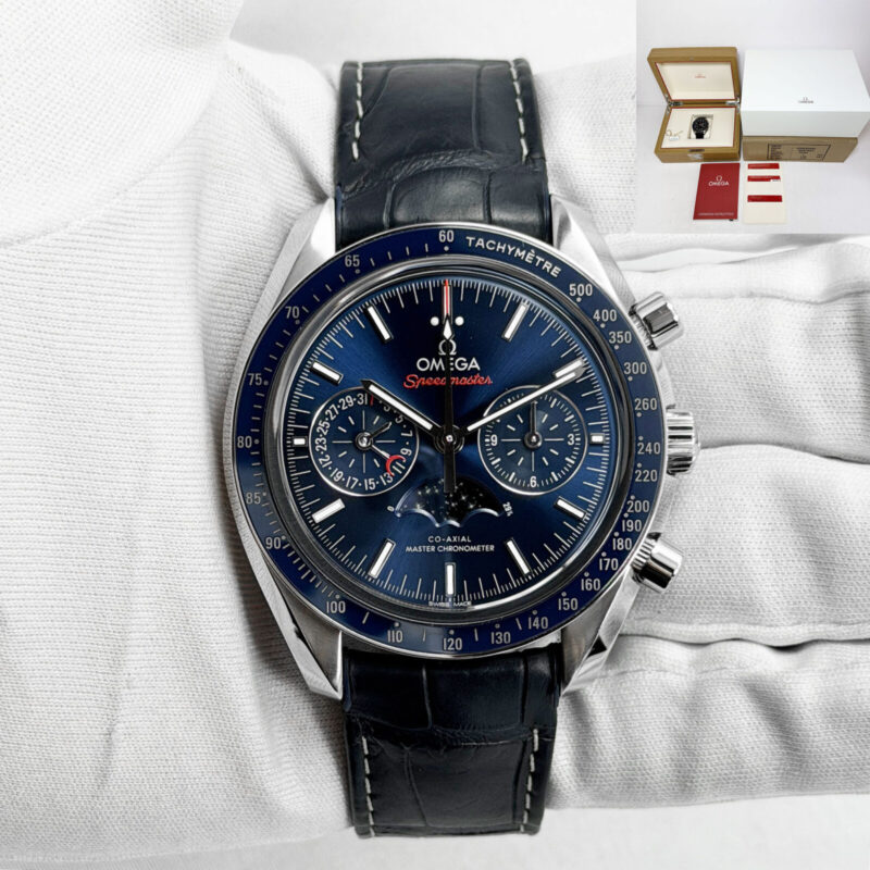 2024 Omega Speedmaster Moonphase Chrono 304.33.44.52.03.001 44MM Blue Box Papers