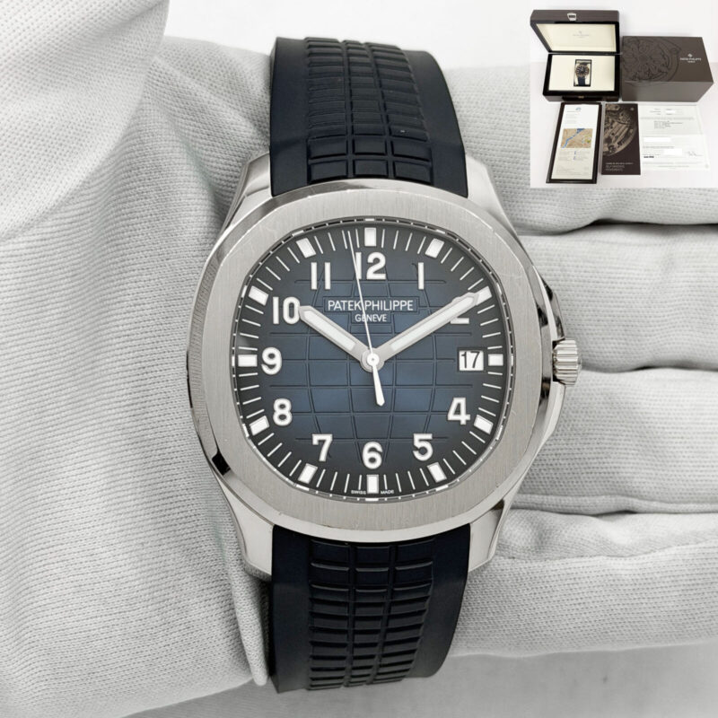 2022 Unpolished Patek Philippe Aquanaut 5168G 42MM Blue 18K White Gold Box Paper