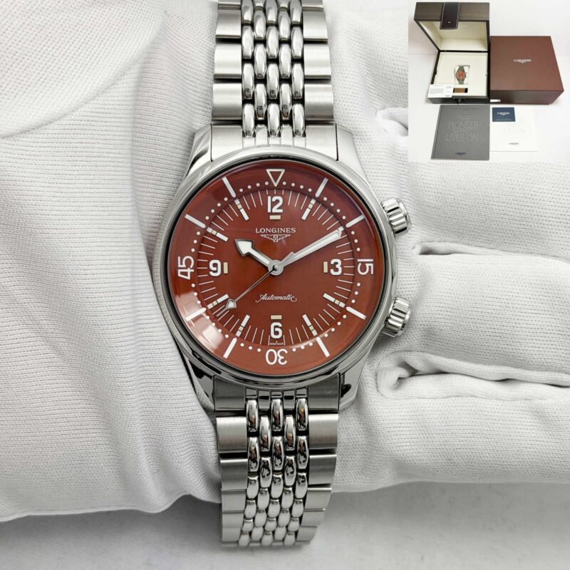 Longines Legend Diver L3.764.4.96.6 39MM Terracotta Dial Steel Box Papers