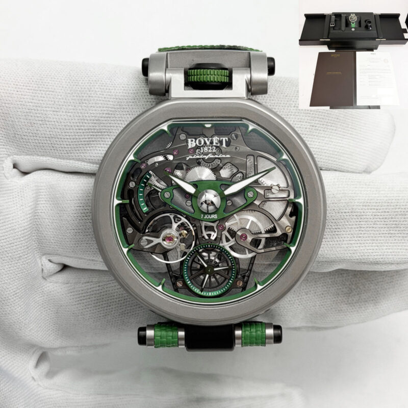 New 2026 Bovet Aperto 1 TPIN9.003 42MM Green Skeletonized Titanium Box Paper