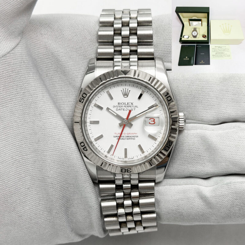 2007 Rolex Datejust Turn-O-Graph 116264 36MM White Steel Box Paper