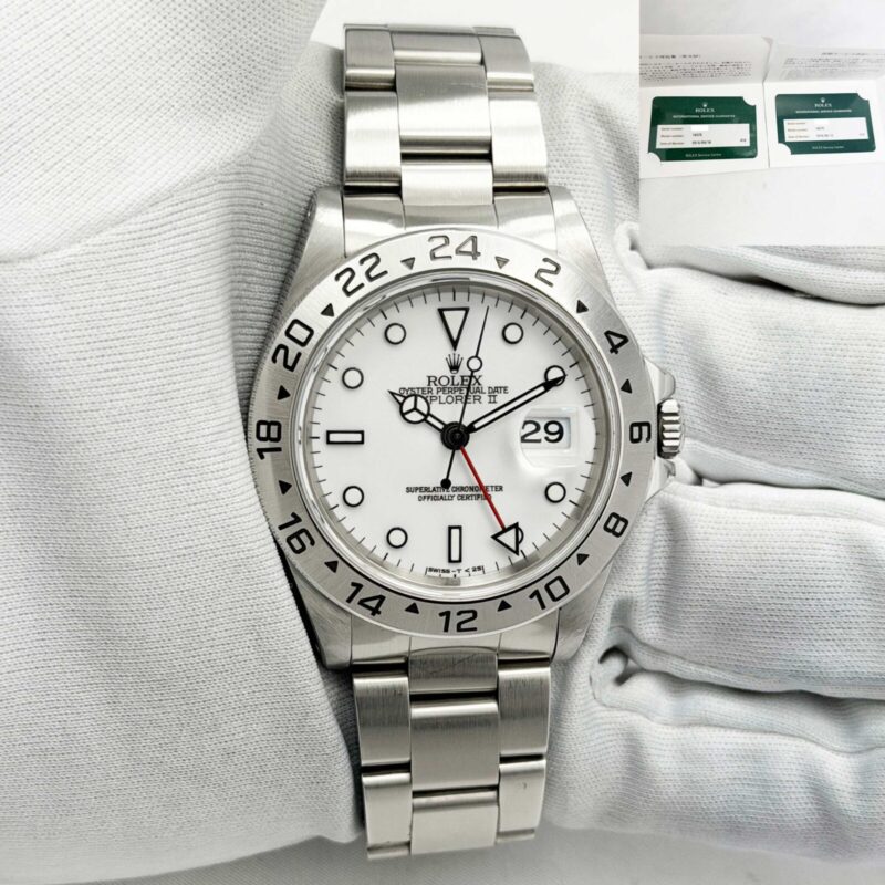 Rolex Explorer II Polar 16570 40MM White Steel 2019 Service Cards
