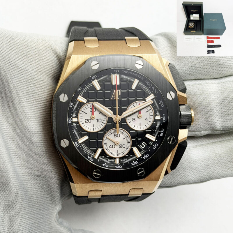 Audemars Piguet Royal Oak Offshore 26420RO 43MM Black 18K Rose Gold Box Paper