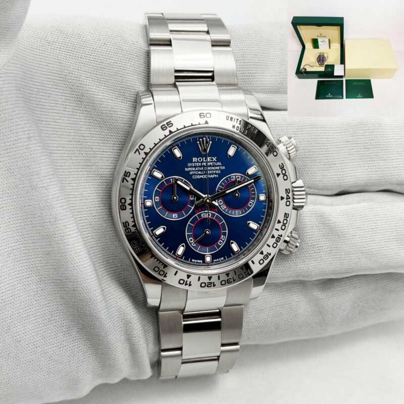 2019 Rolex Daytona 116509 40MM Blue Racing Dial 18K Wg Box Paper Service Card