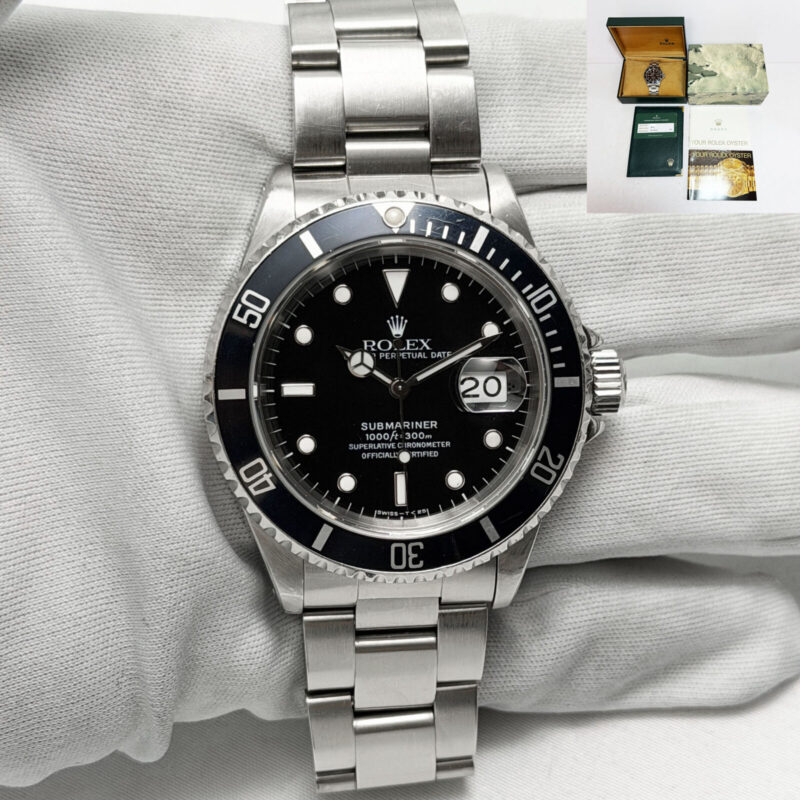 1993 Rolex Submariner Date 16610 40MM Black Steel Box Booklets S-Serial