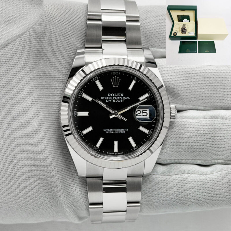 Mint Unpolished 2022 Rolex Datejust 126334 41MM Black Dial Fluted Box Papers