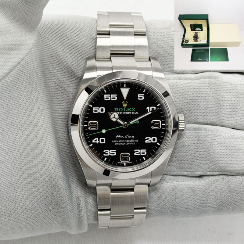 Nos 2021 Rolex Air King 116900 40MM Black Smooth Oyster Steel Box Paper