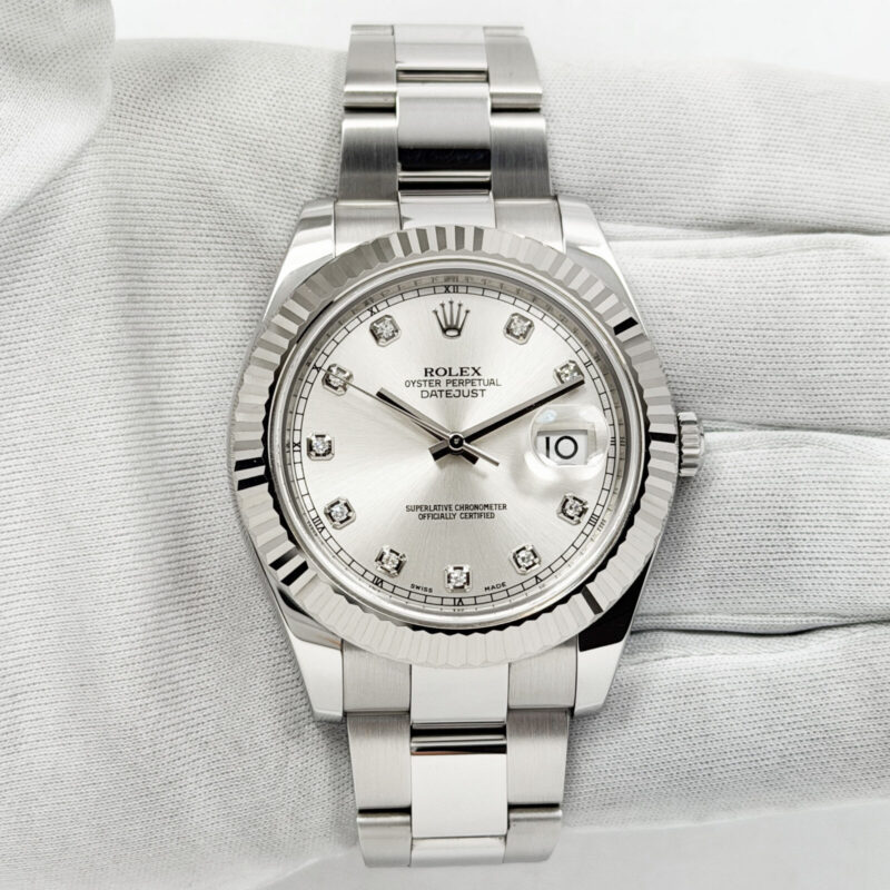 2010 Rolex Datejust II 116334 41MM Silver Diamond Dial Oyster Steel G-Serial