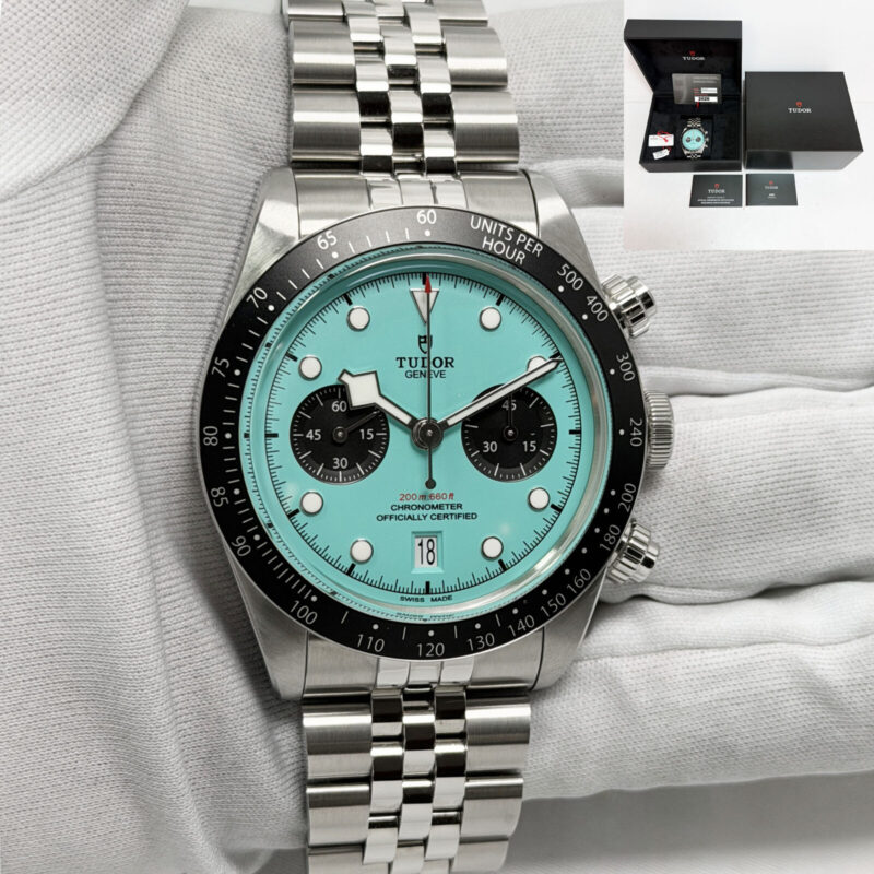 Mint Unpolished 2026 Tudor Black Bay Chrono 79360N 41MM Flamingo Blue Steel B/p