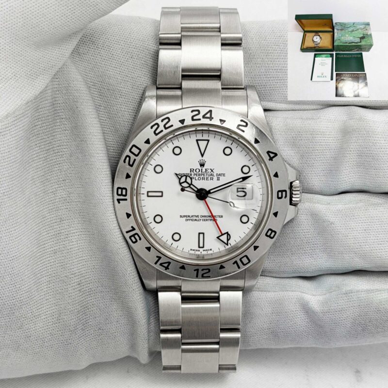 2004 Rolex Explorer II Polar 16570 40MM White Steel Box Paper F-Serial