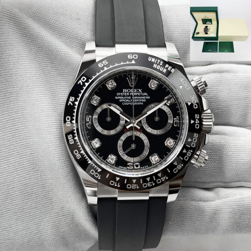 2021 Rolex Daytona 116519LN 40MM Black Diamond Dial 18K White Gold Box Paper