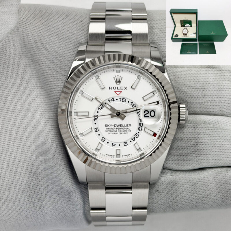 2025 Rolex Sky-Dweller 336934 42MM White Stainless Steel Oyster Box Paper