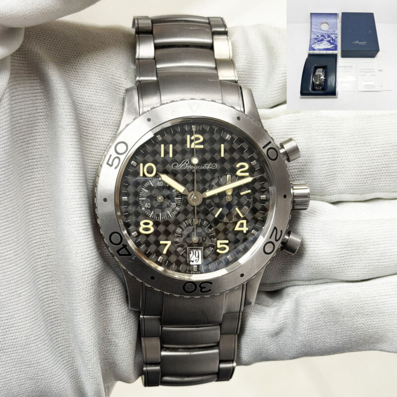 1999 Breguet Type Xx Chrono Date 3820TI 39MM Black Patina Titanium Box Paper