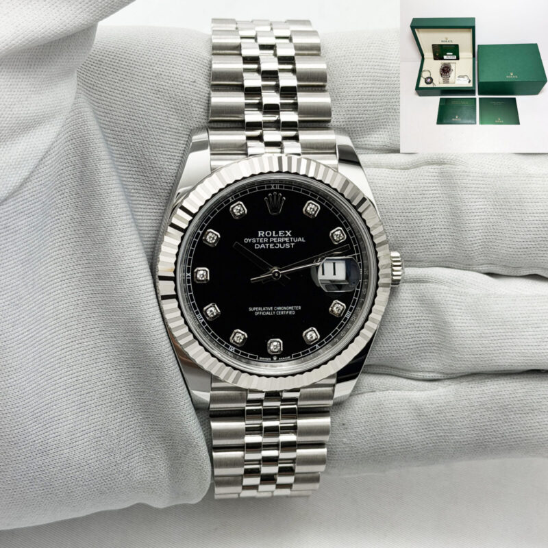 Like New 2025 Rolex Datejust 126334 41MM Black Diamond Fluted Jubilee Box Papers