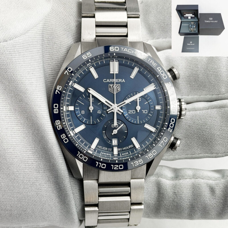 Tag Heuer Carrera Chronograph CBN2A1A 44MM Blue Dial Steel Box Paper
