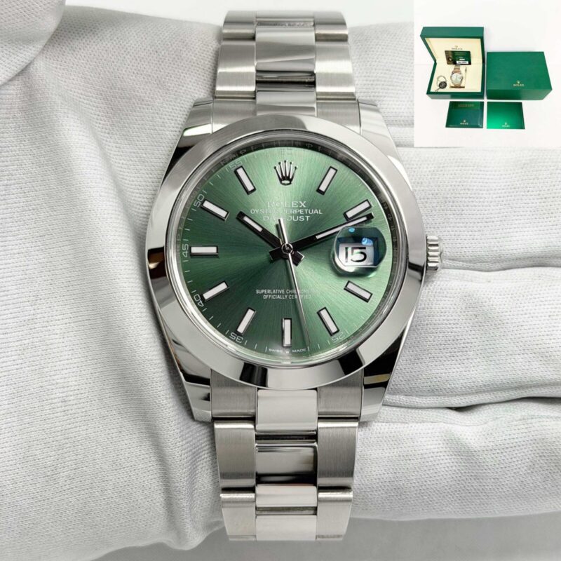 2025 Rolex Datejust 126300 41MM Mint Green Dial Smooth Oyster Steel B/p