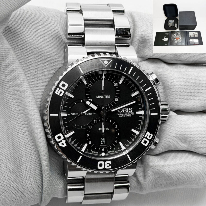Oris Aquis Chronograph 01 774 7655 4154-07 8 26 01PEB 46MM Black Steel B/p