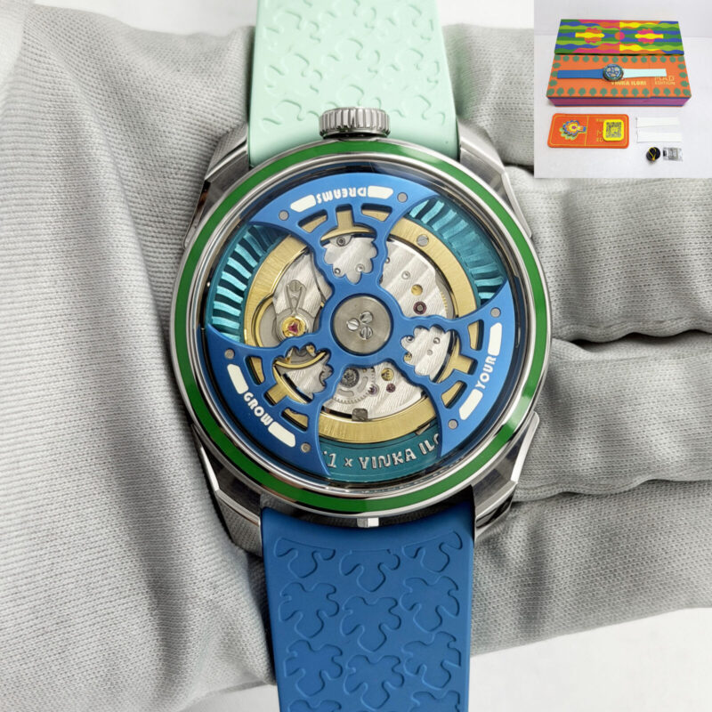 New Mb&f M.A.D.1S Yinka Ilori Grow Your Dreams 42MM Blue Dial Steel Box Papers