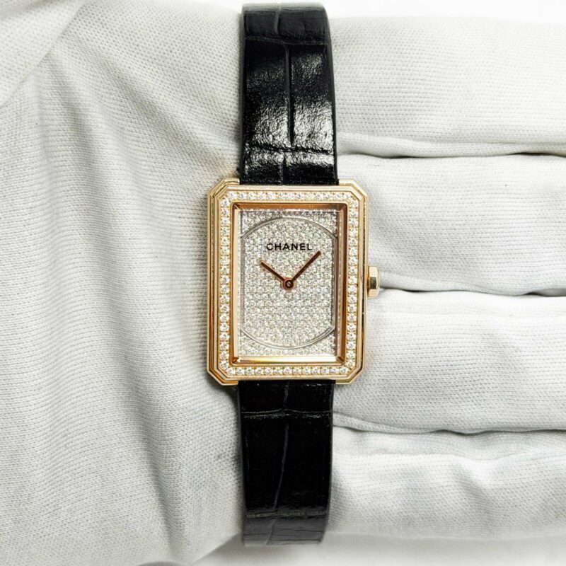 Chanel Boyfriend Pave Diamond H6592 28X22MM Diamond Dial 18K Rose Gold