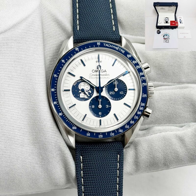 New Omega Speedmaster Moonwatch Silver Snoopy 310.32.42.50.02.001 42MM White B/p