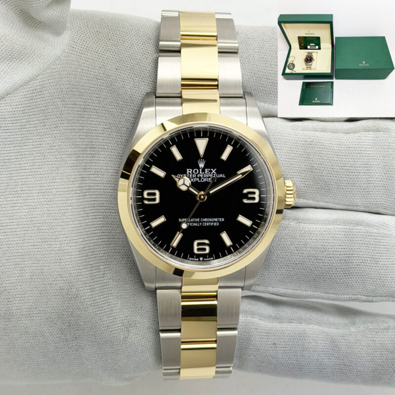 Unworn 2026 Rolex Explorer 124273 36MM Black Two-Tone 18K Yg Box Paper