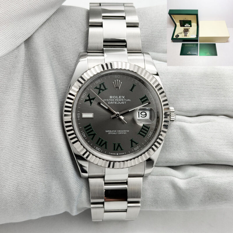 2021 Rolex Datejust Wimbledon 126334 41MM Grey Roman Oyster Box Papers
