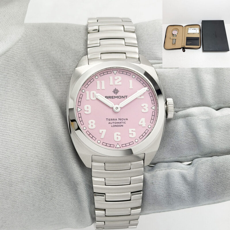 Unworn 2024 Bremont Terra Nova TN38-Nd-Ss-Pk-B Pink Stainless Steel Box Paper
