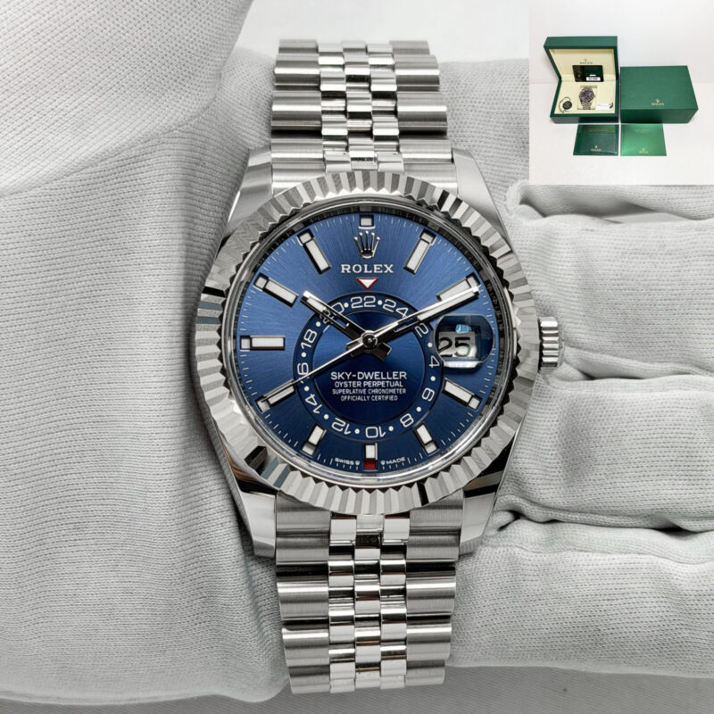 2025 Rolex Sky-Dweller 336934 42MM Blue Dial Fluted Jubilee Steel Box Paper