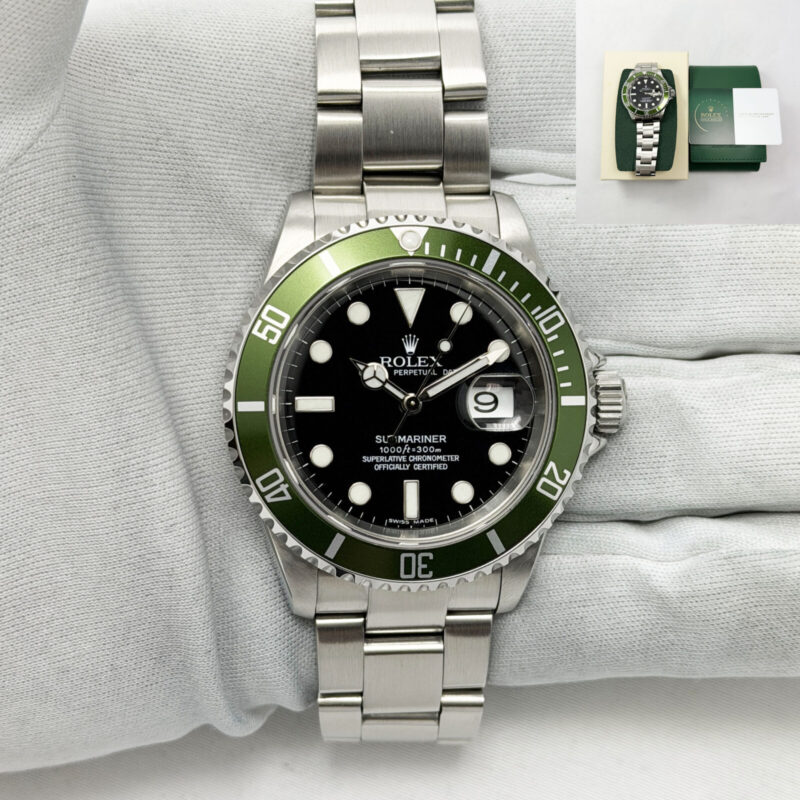 Rolex Submariner Date Kermit 16610LV 40MM Black Steel Service Card