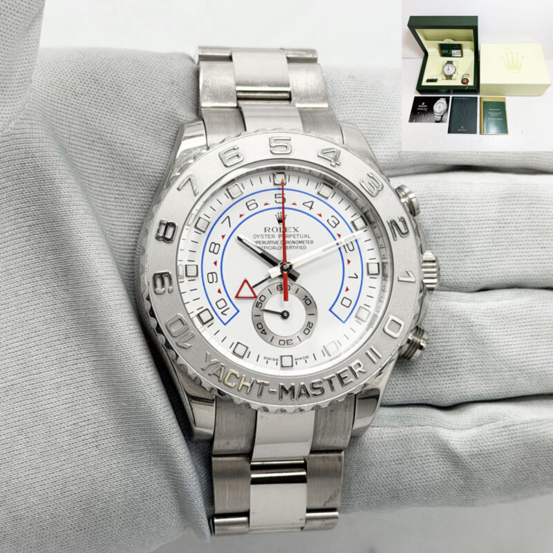 2007 Rolex Yacht-Master II 116689 44MM White Dial 18K Wg Box Paper