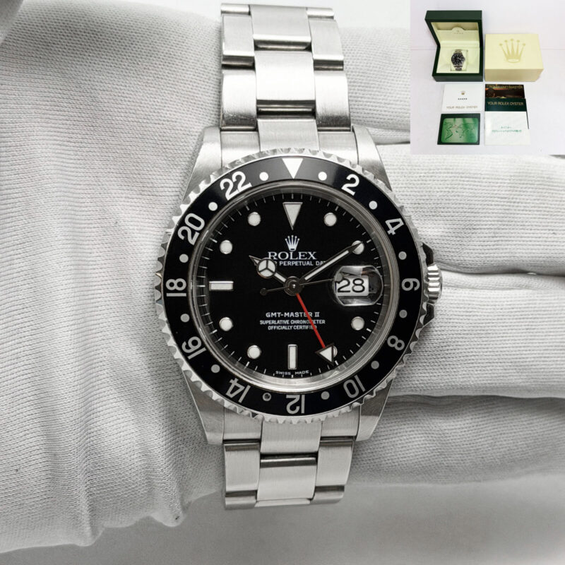 2005 Rolex GMT-Master II 16710 40MM Black Dial Steel Box Booklets F-Serial
